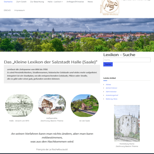 Screenshot Halle – Lexikon – Projekt des MSW Welten Verlags